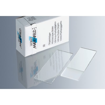 Microscope slides thickness approx. 1 mm - With 90° ground edges - 50 boxes in a watertight aluminium bag