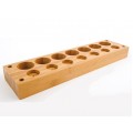 WOOD HOLDING TRAY - STAINED POPLAR BLOCK - 7 BOTTLE HOLDING