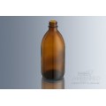 Thread bottles, round shoulder - Amber glass, narrow neck